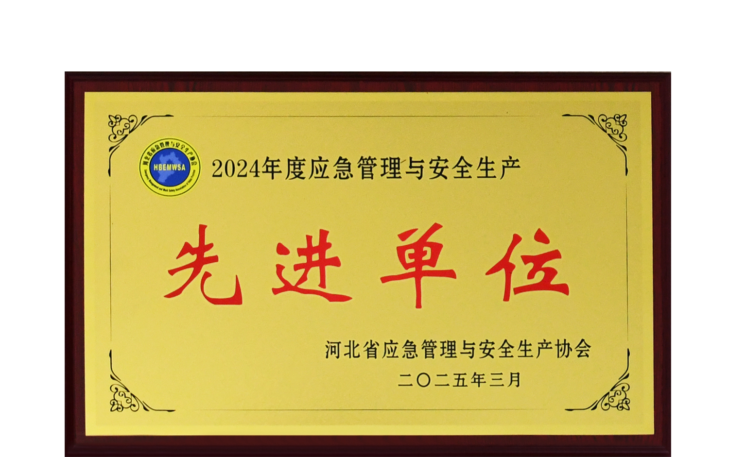 公司榮獲“2024年度應急管理與安全生產先進單位”